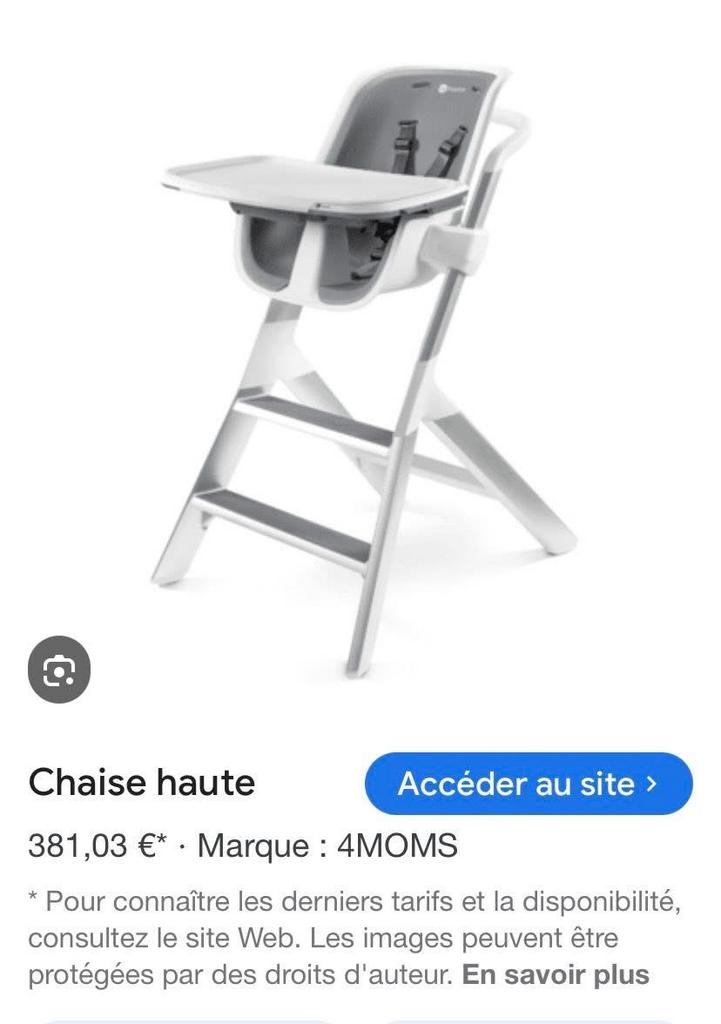 Chaise haute 4 MOMS, blanche et grise, Enlèvement, Comme neuf