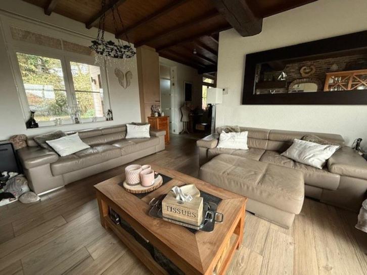 Canapé en cuir taupe, Maison & Meubles, Canapés | Repose-pieds & Poufs, Utilisé, Cuir, Enlèvement