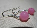 Oorringen 8 mm parel: faced morganite parel, Neuf, Enlèvement ou Envoi, Rose, Pendantes