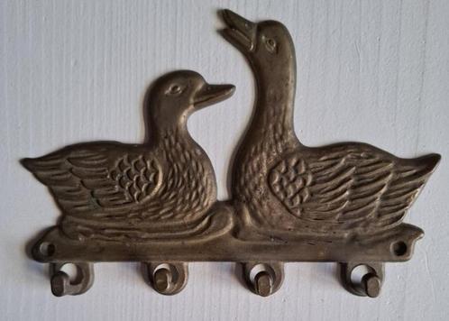 Frans brocante koperen / messing kapstokje, eendjes, Antiek en Kunst, Curiosa en Brocante, Ophalen of Verzenden