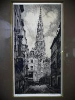 Ets - Stadsgezicht met zicht op kathedraal te Antwerpen, Ophalen