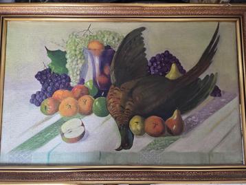 zeer oud antiek schilderij (achterkant doek ook beschilderd) beschikbaar voor biedingen