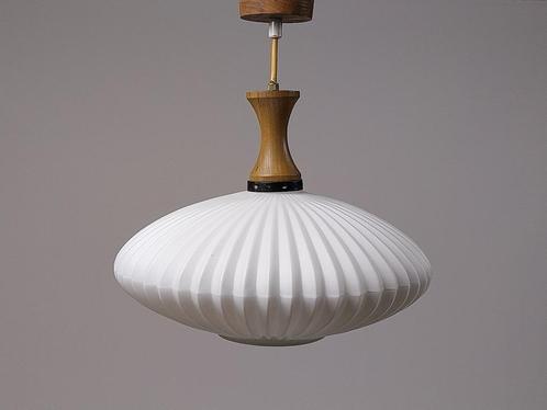 Vintage hanglamp van Massive – Japandi stijl – jaren 70, Huis en Inrichting, Lampen | Plafondlampen, Gebruikt, Glas, Hout, Overige materialen