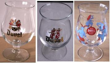 3 Duvel glazen modieuze dames, Parra en wapenschild beschikbaar voor biedingen