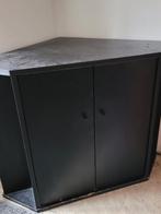 Zwart hoek-tv-meubel met internetkabelgoot, Zo goed als nieuw, Ophalen