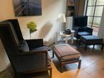 marie's corner fauteuil avec tabouret vlour bleu, Ophalen, Gebruikt, Stof, Contemporain