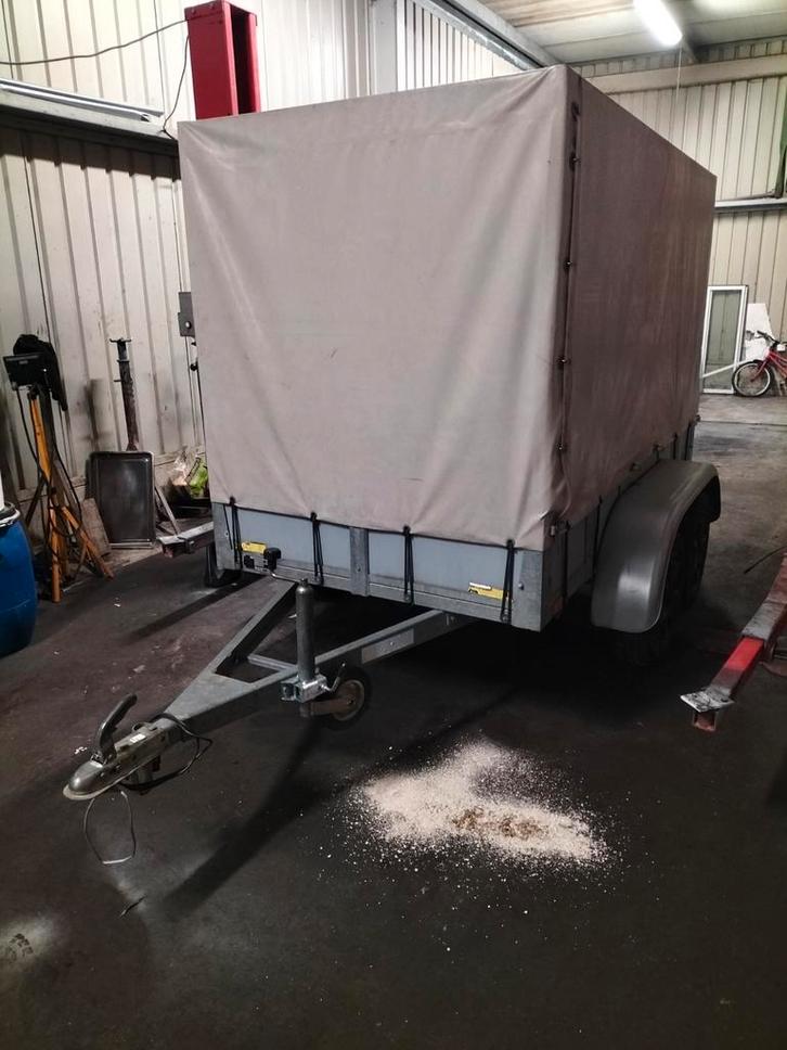 dubbelas aanhangwagen met huif, Auto diversen, Aanhangers en Bagagewagens, Gebruikt, Ophalen