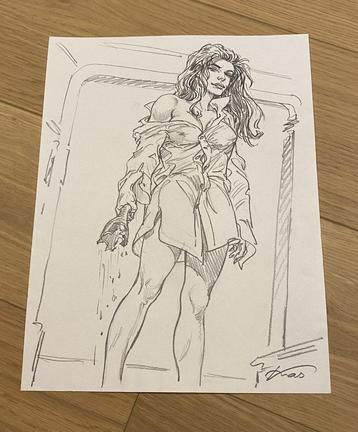 KAS - Halloween Blues - dessin original - 25x32cm, Envoi, Neuf