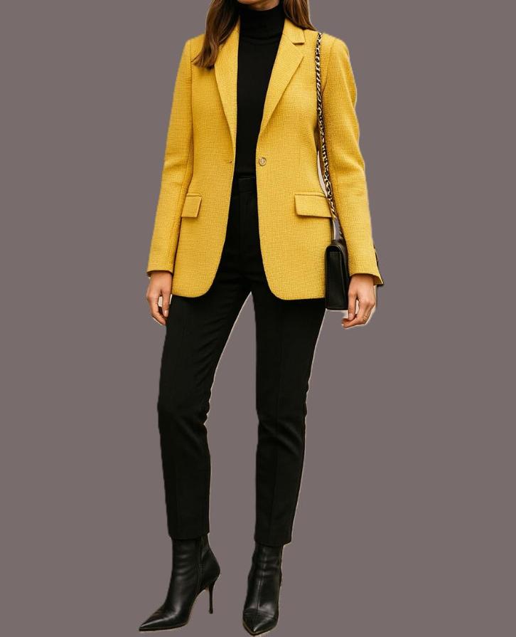 Vanilia  blazer maat 38, Kleding | Dames, Jasjes, Kostuums en Pakken, Zo goed als nieuw, Jasje, Maat 38/40 (M), Geel, Ophalen of Verzenden