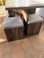 Tafeltje met 4 poefjes, Huis en Inrichting, Ophalen, 50 tot 100 cm, 50 tot 75 cm, Zo goed als nieuw