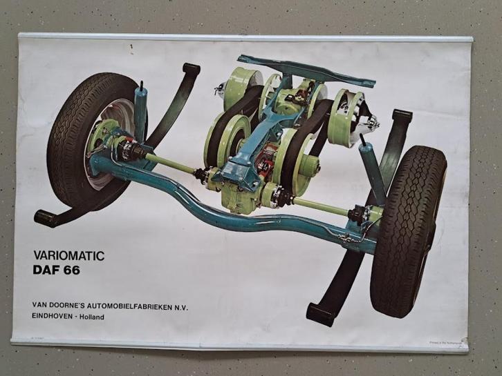 Vintage Muurplaat - Daf 66 Variomatic - 1972, Verzamelen, Merken en Reclamevoorwerpen, Gebruikt, Reclamebord, Ophalen