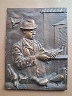 oud bronzen plakaat duivensport..., Ophalen of Verzenden, Brons