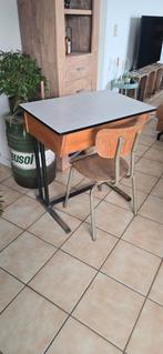 Retro vintage schoolbank lessenaar met stoel bureau set, Ophalen, Bureau
