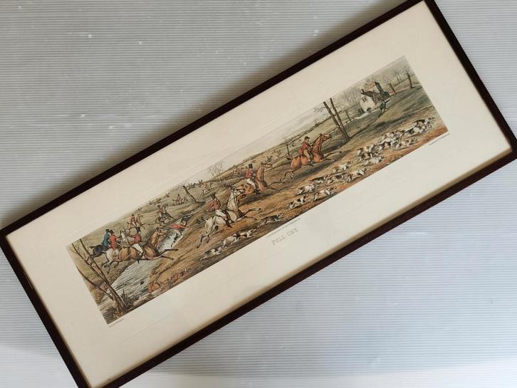 Aquarel in glas met kader, Antiek en Kunst, Kunst | Etsen en Gravures, Ophalen