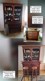 Mahoniehouten bar met achterkast + 2 krukken, Huis en Inrichting, Barren, Ophalen