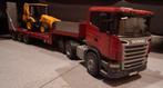 Bruder Scania met oplegger + JCB, Hobby en Vrije tijd, Modelbouw | Radiografisch | Overige, Ophalen, Zo goed als nieuw