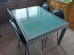 Keukentafel + 4 stoelen, 50 tot 100 cm, Glas, 100 tot 150 cm, Gebruikt