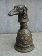 gesigneerde bronzen tafelbel, een windhondhond, Ophalen of Verzenden, Brons