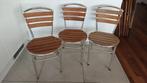 Chaises Inox/Bois - Lot de 3, Huis en Inrichting, Stoelen, Ophalen, Zo goed als nieuw, Metaal, Drie