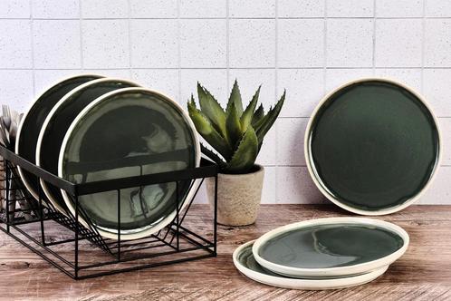 Grijs Borden 6st  Ø27 cm, Huis en Inrichting, Keuken | Servies, Gebruikt, Bord(en), Overige stijlen, Keramiek, Ophalen
