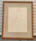 dessin sanguine femme nue signe rik slabbinck, Antiek en Kunst, Ophalen of Verzenden