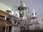 Grote verzilverde luster 12 armen en 2 apliques, Huis en Inrichting, Lampen | Kroonluchters, Ophalen, Gebruikt, Metaal, ART DECO