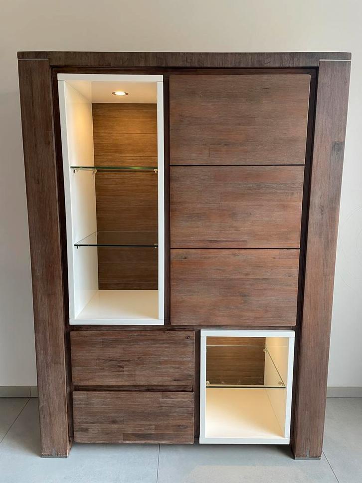 Buffetkast Henders & Hazel Cataluna Acacia lava/wit, Maison & Meubles, Armoires | Buffets, Comme neuf, Autres essences de bois