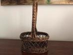 Rieten mand flessenmand hoge greep 2 vakken 38 cm h, Ophalen of Verzenden, Zo goed als nieuw, Mand