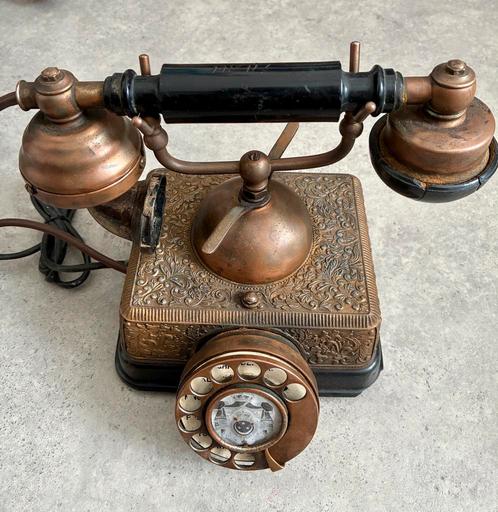 Vintage koperen telefoon, Antiek en Kunst, Antiek | Brons en Koper, Koper, Ophalen of Verzenden