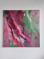 Abstract schilderij 100x100 acryl en olie op doek, Antiek en Kunst, Ophalen