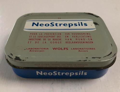 vintage blikken doosje NeoStrepsils met origineel prijslabel, Verzamelen, Blikken, Gebruikt, Overige, Overige merken, Ophalen of Verzenden