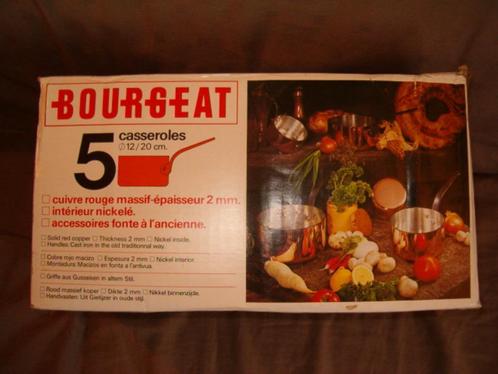 Bourgeat-5 casseroles/poêlons diam 12 à 20 cm, en cuivre, Huis en Inrichting, Keuken | Potten en Pannen, Nieuw, Overige materialen