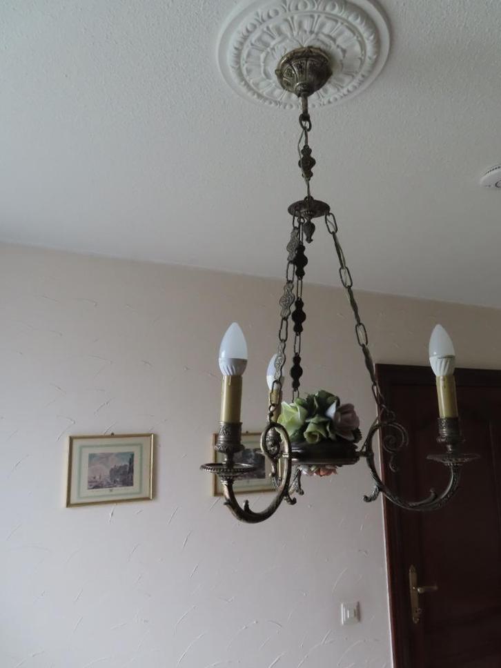 Luster( Curiosa/ brocante), Huis en Inrichting, Lampen | Kroonluchters, Gebruikt, Metaal, Ophalen