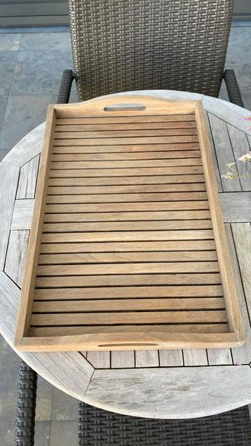 Mooi teak dienblad 38 op 58 cm., Ophalen, Zo goed als nieuw