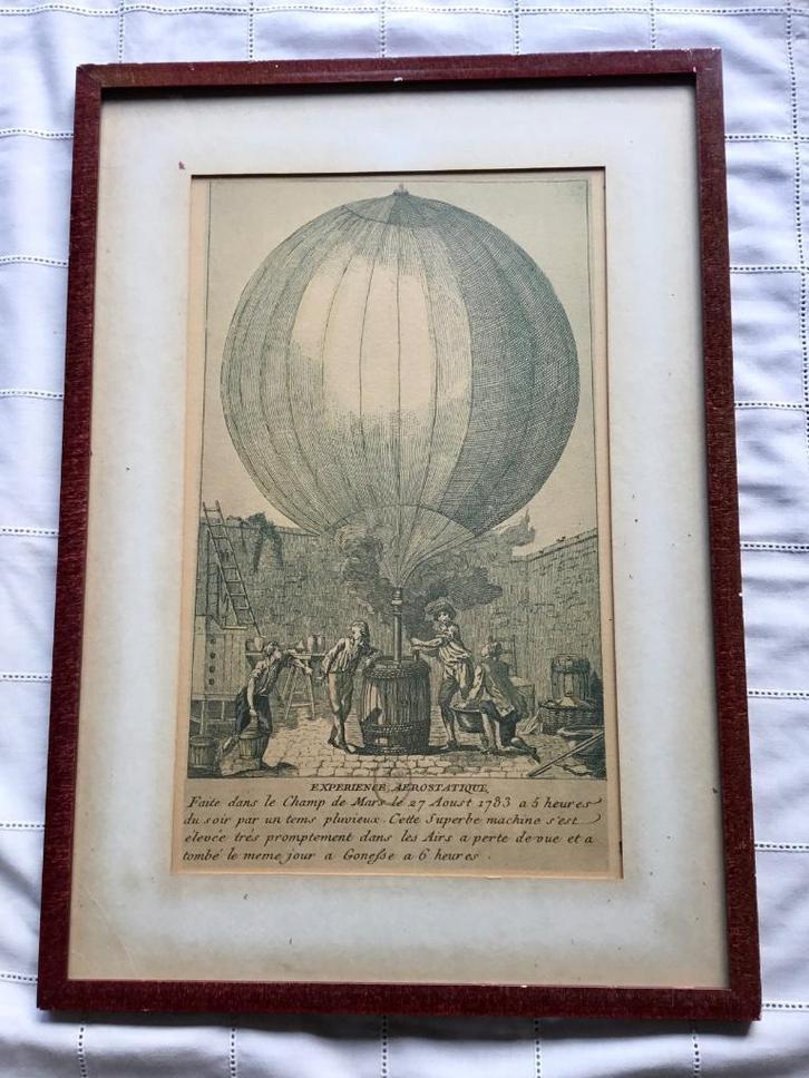 Ancienne lithographie Expérience aérostatique 27 août 1783, Antiquités & Art, Art | Lithographies & Sérigraphies, Enlèvement