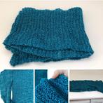 Blauw-groene warme sjaal - zelf gebreid, Kleding | Dames, Ophalen of Verzenden, Zo goed als nieuw, Sjaal