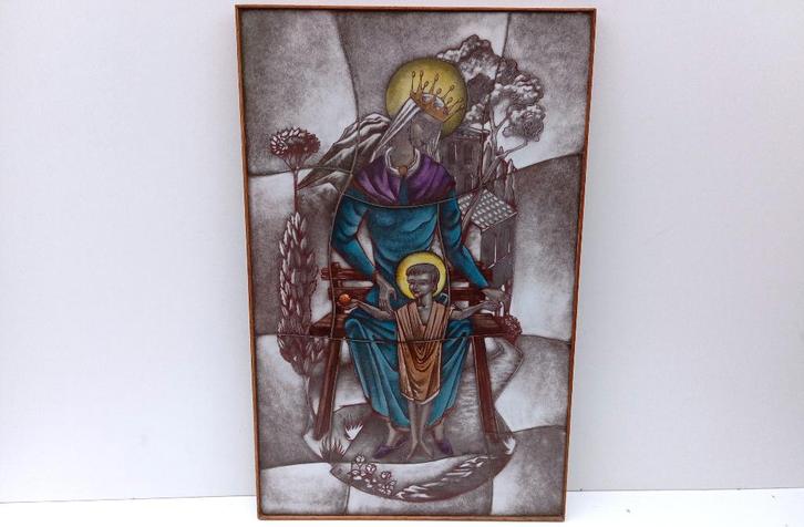 opaline icoon gebrandschilderd gebroeders PARIDON, Verzamelen, Religie, Gebruikt, Christendom | Katholiek, Overige typen, Ophalen of Verzenden