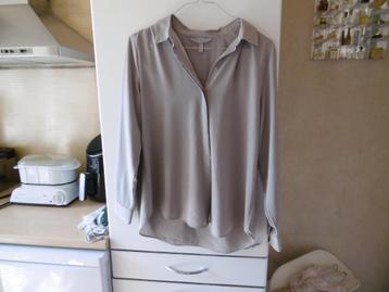 kledij dames bloes merk H&M, maat 42, beige/bruin, zijde