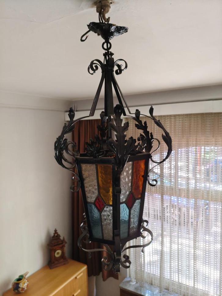 suspensie, Huis en Inrichting, Lampen | Hanglampen, Gebruikt, 75 cm of meer, Glas, Metaal, Ophalen