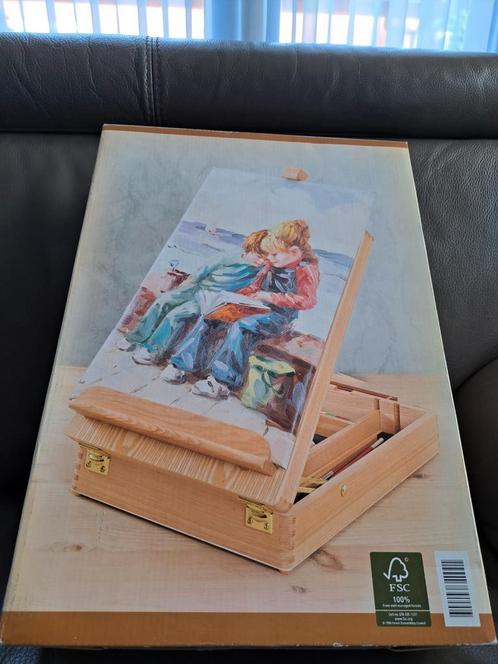 Schildersezel met boxen toebehoren., Hobby en Vrije tijd, Schilderen, Nieuw, Olieverf, Ophalen