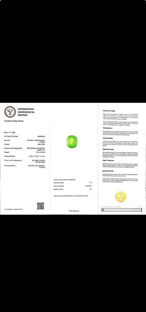 Tsavorite - 9.24 ct (IGI), Handtassen en Accessoires, Edelstenen, Nieuw, Ophalen