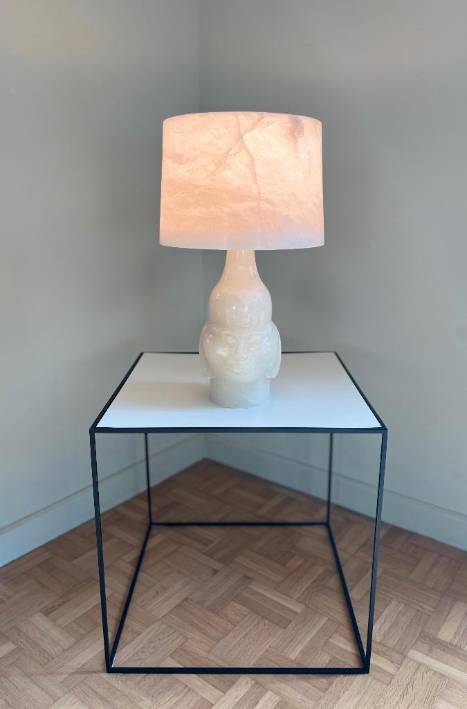 Vintage tafellamp lamp design handmade 60 70, Huis en Inrichting, Lampen | Tafellampen, Gebruikt, Minder dan 50 cm, Glas, Metaal