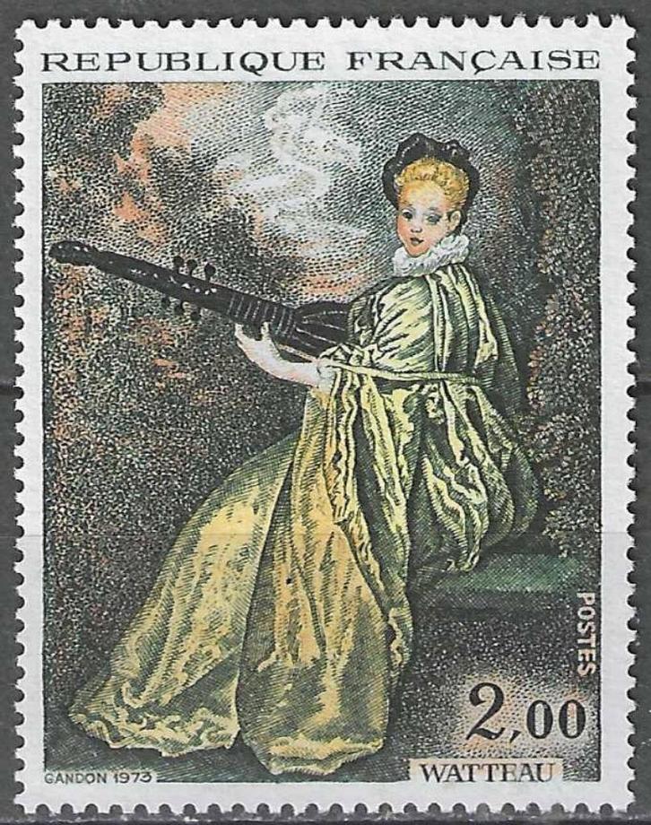 France 1973 - Yvert 1765 - La Finette de Watteau (PF), Timbres & Monnaies, Timbres | Europe | France, Envoi