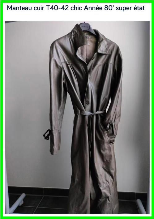 Leren jas met lange jas T40-42 chic jaar 80' super conditie, Kleding | Dames, Jasjes, Kostuums en Pakken, Gedragen, Jasje, Maat 42/44 (L)