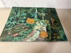 Schilderij zie fotos groen oranje, Ophalen of Verzenden
