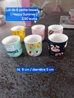 Lot de 6 petite tasses expresso ou thé  happy summer, Ophalen of Verzenden, Zo goed als nieuw