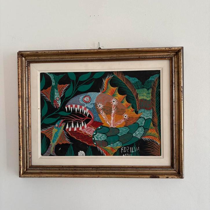 Schilderij” Pisces” van kunstenaar Francisco DA SILVA, Antiek en Kunst, Kunst | Schilderijen | Klassiek, Ophalen of Verzenden