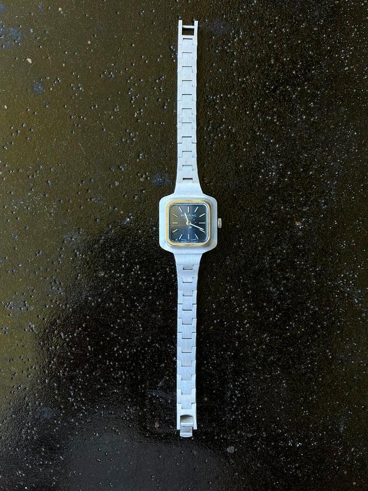 Montre Pontiac femme acier 1970’s, Handtassen en Accessoires, Horloges | Dames, Gebruikt, Staal, Staal, Ophalen of Verzenden