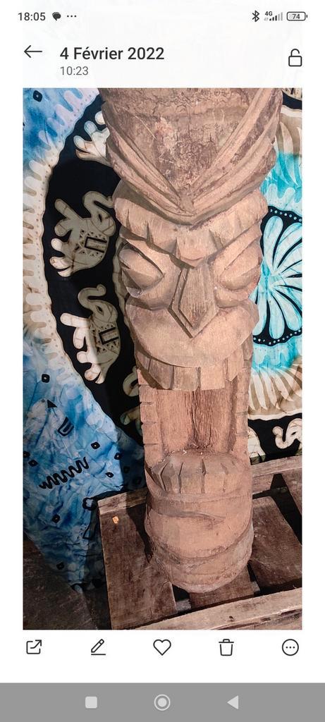 statue totem Tiki 100 cm en bois de cocotier, Maison & Meubles, Accessoires pour la Maison | Colonnes & Piliers, Neuf, Enlèvement ou Envoi