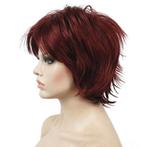 Moderne pruik rood kort haar met plukjes kleur 131, Handtassen en Accessoires, Verzenden, Nieuw